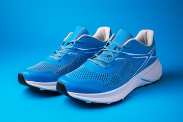 Pair of blue running shoes, Sport concept. 