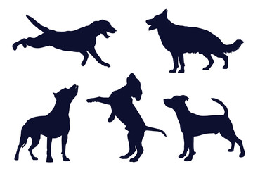 Black dog silhouette. Dog vector illustration. - obrazy, fototapety, plakaty
