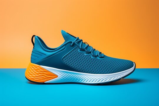 Pair of blue running shoes, Sport concept. 