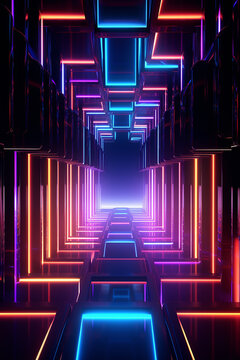 Free photo 3d neon lights background 