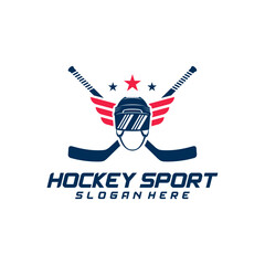 Hockey sport logo design template. Modern vector illustration. Badge design.