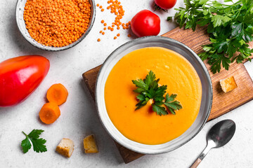 Red lentil and vegetable soup