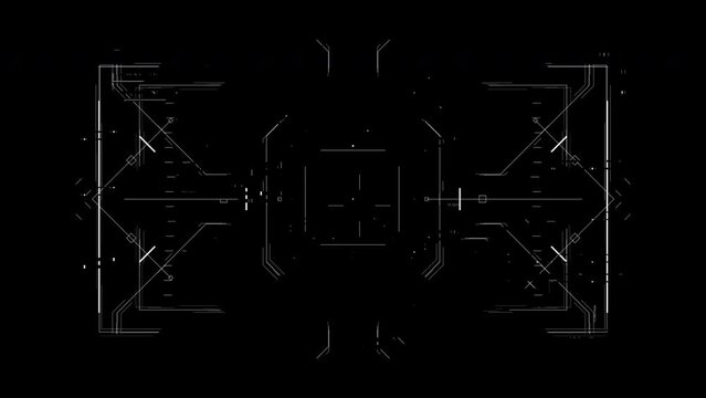 HUD Square searching target elements on isolated black background. 