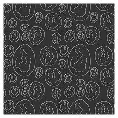 Seamless pattern of hand drawn abstract smiley faces.