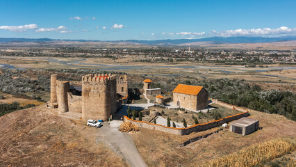 Aerial view of Samtsevrisi Castle in Georgia