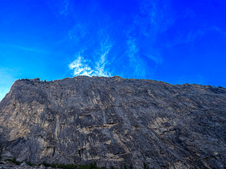 Nice view on Cliff of the mountains in France 