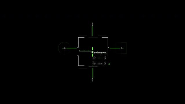 HUD Square searching target elements on isolated black background.
