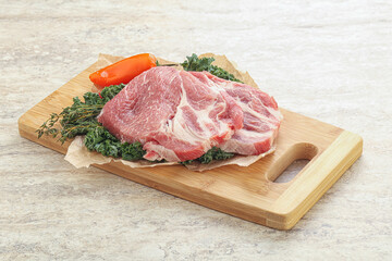 Raw pork neck for cooking