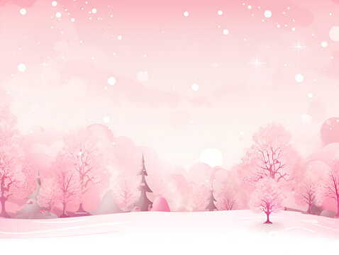 Soft pink winter wonderland Christmas background 