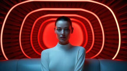 Cinematic portrait of french supermodel with dynamic lighting