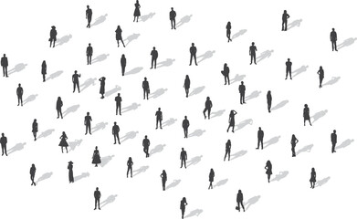 silhouette of a crowd of people on a white background, vector sketch