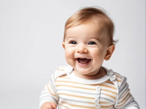  Close-up portrait of funny baby with laughing expression