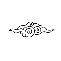 Chinese clouds vector, exotic set of items, headline and colorless poster