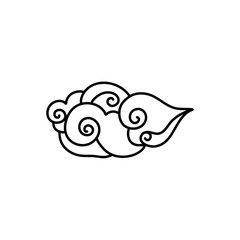 Chinese clouds vector, exotic set of items, headline and colorless poster