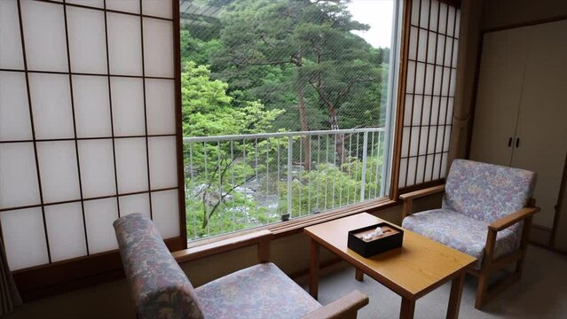 natural view from hot spring guest house in Japanese style room