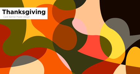 Thanksgiving and autumn greeting card and banner background design template in orange colors - obrazy, fototapety, plakaty