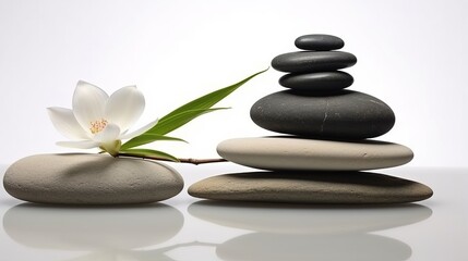 Zen Pebbles: Minimalistic stone arrangements symbolizing balance and meditation