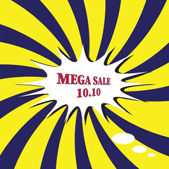 Mega sale bubble. Flare light flash banner. Discount banner shape. Coupon chat icon. Gradient shape background. Promotional flyer design. Sale bubble promotion. Vector