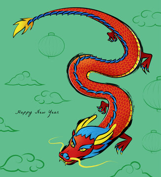 Hand drawn CNY dragon poster