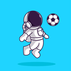 Little Cute Astronaut Kids Playing Soccer Football. Cartoon Illustration Design. Isolated Premium Vector File, background is easy to edit. Can use for Icon, Logo, banner, flyer or any design project. 