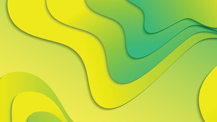 Green and yellow gradient fluid wave abstract background