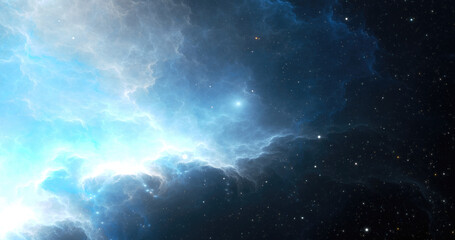 Naklejka na ściany i meble Fantasy space nebula. Giant interstellar cloud with stars