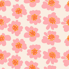 Exotic hand drawn flowers, seamless patterns with floral for fabric, textiles, clothing, wrapping paper, cover, banner, home decor, abstract backgrounds.