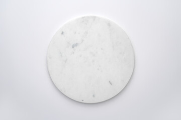 Round marble podium on white background top view