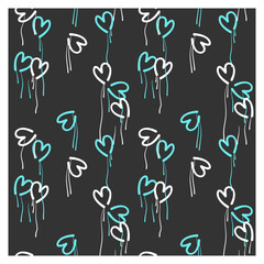 Seamless pattern of graffiti hearts with smudges.