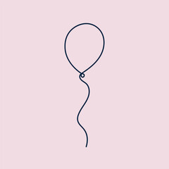 One line drawing balloon on a light pink background. Line art. Minimalist vector illustration design.