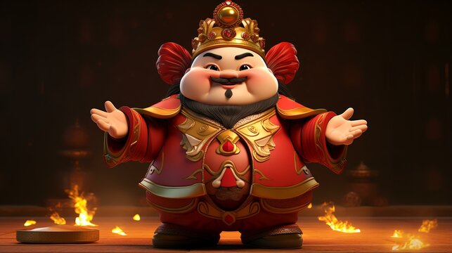 3D cute chubby cai shen the Chinese god 