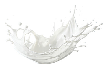 White milk wave splash with splatters and drops high speed photography cut out transparent isolated on white background ,PNG file ,artwork graphic design illustration.