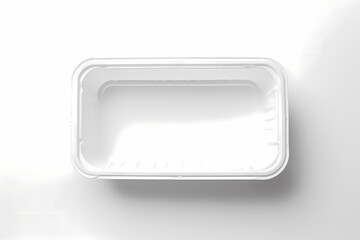 White top view of an open food container on a white background