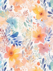 Watercolor style soft pastel flowers on white background. Created with Generative AI technology