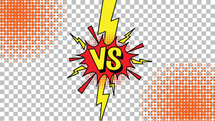 Versus Sign with Lightning Background in Retro Comics Style