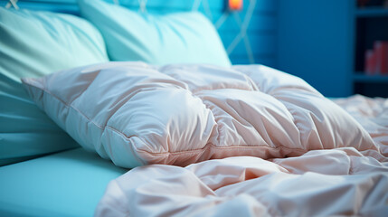 Pillows on the blue background.