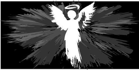 hostly abstract angel silhouette in a vector on a light background