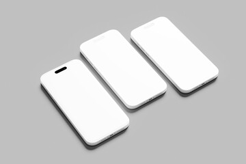 Realistic smartphone mockup. mobile phone vector with blank screen isolated on white background, phone different angles views. Vector illustration