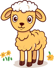 A cartoon cute baby ram farm animal character, vector