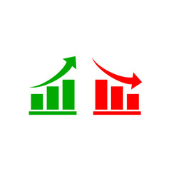 Financial arrows up and down icon isolated on transparent background