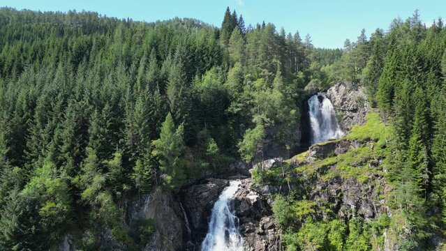 Espelandsfossen Waterfall Cascade in Granvin, Odda, Norway, Scandinavia - Pedestal