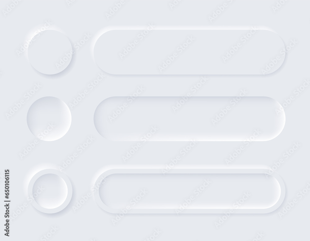 Wall mural neumorphic buttons. simple trendy design elements ui components isolated on light background. contro
