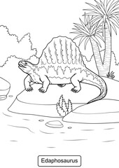 Edaphosaurus Dinosaur line art for coloring page vector illustration