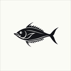 Tuna fish logo line art illustration design, on a white background