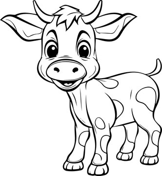 Cow animal vector, coloring page