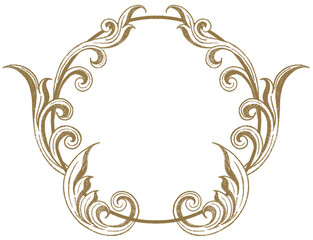 Vintage Decorative, Round frame, hand-drawn.