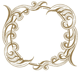 Vintage Decorative, Round frame, hand-drawn.