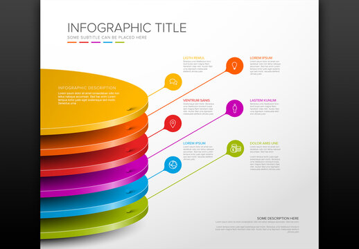 Six Color Layers infographic template with droplet pointers