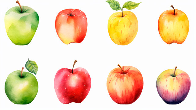 set of watercolor fruits