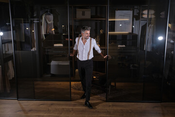 Elegant man leaving dressing room